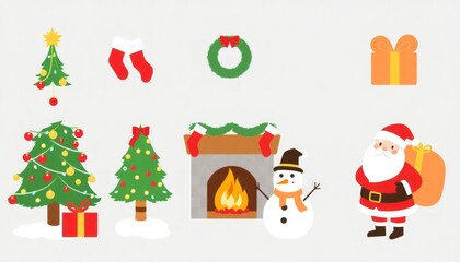 Fototapeta premium set christmas tree and gifts