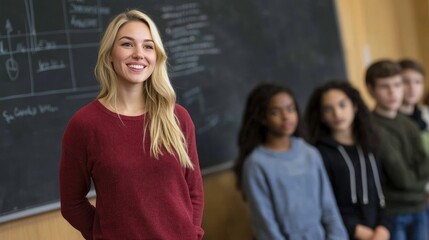 Obraz premium Engaging classroom presentation by teacher school environment educational content interactive learning inspiring viewpoint