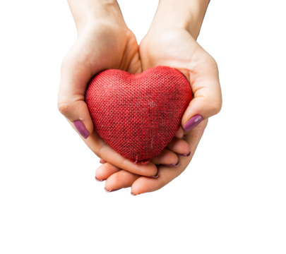 Female hands giving red heart