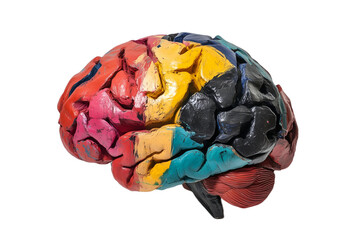 colorful artificial brain on transparent background 