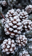 Snowy Pine Cones and Frosted Needles