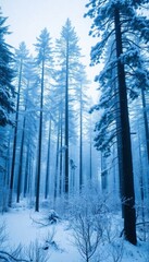 Fototapeta premium Serene Winter Landscape with Pine Trees