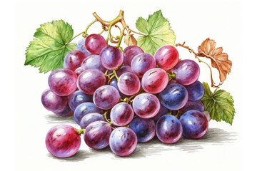 Fototapeta premium Pencil drawing of a grape fruit: a realistic image of a bunch with elaborate details that reflects freshness