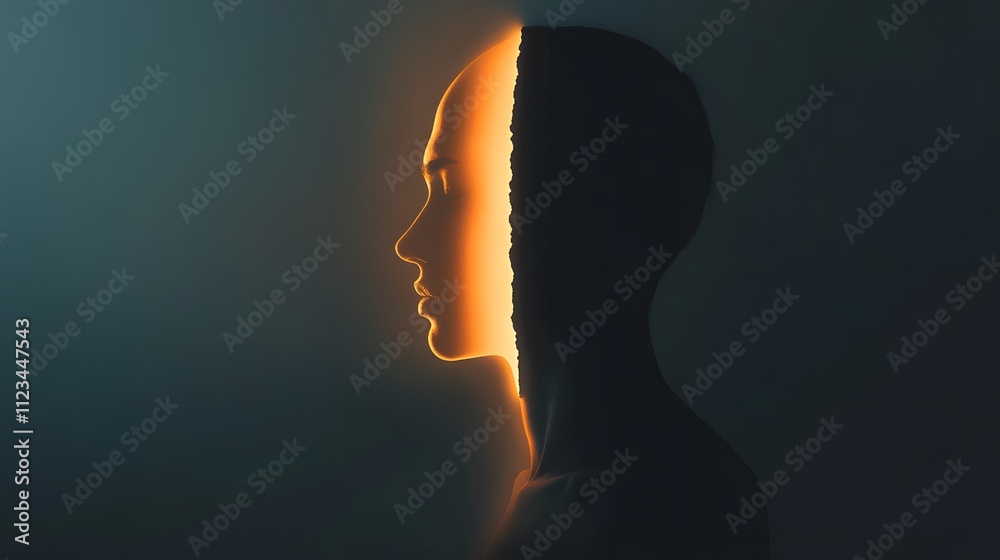 Aufkleber abstract representation of a human face with illuminated features highlighting the concept of identi