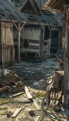 Abandoned horse stables  a haunting reminder of lost equestrian life in a neglected landscape