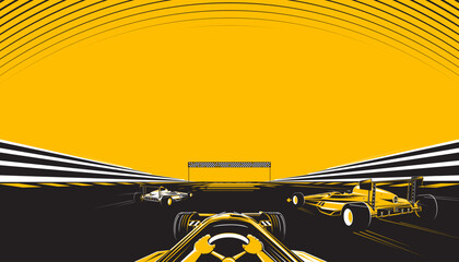 Motorsport car racing on abstract background design. Sport race
