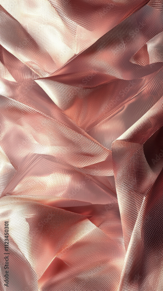 Poster Intricate folds and layers embody rich rose gold hues, merging elegance with design in a captivating display of texture and form