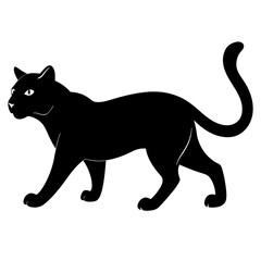 Obraz premium high-quality cat silhouette, running cat vector, pet store branding design, sports merchandise illustration, dynamic feline artwork, agile cat silhouette, energetic pet graphics, cat vector for custom