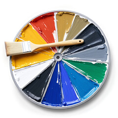 Obraz premium brush and paint palette isolated on transparent background