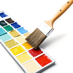 brush and paint palette isolated on transparent background