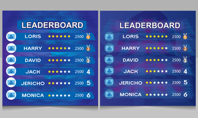 creative blue game leaderboard with abstract background vector