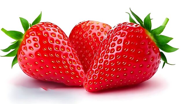 silce strawberry 3d render icon isolated on white background cutout