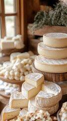 Minimalist cheese packaging with clean, soft designs in a gourmet market