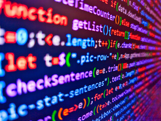 Programming code screen of software developer. Code background. Application source code background....