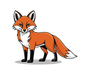 Fototapeta premium Cartoon cute fox Vector illustration on white background