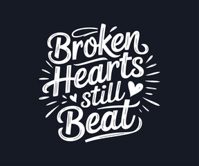 Obraz premium Broken heart typography vector for t-shirt design 