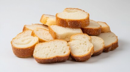 Fresh sliced white bread on white background