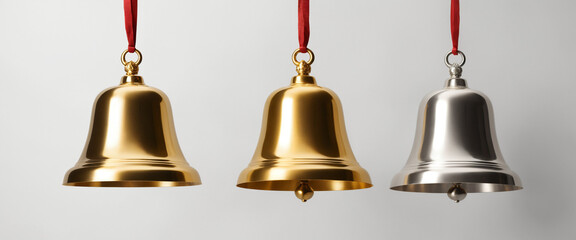 Obraz premium golden bell isolated on white,Golden Bell Isolated on White - A Stunning Metallic Bell Perfect for Festive and Holiday-Themed Designs and Decorations