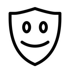 Obraz premium Smiling face shield icon, clean and modern vector design. Editable stroke.