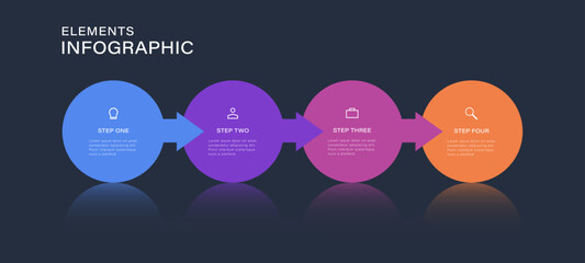 Multicolored Infographic Design Template with 4 steps or options with icons