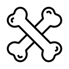 Crossed bones icon, bold black vector design, flat outline style. Editable stroke.