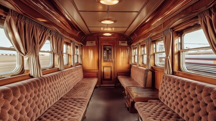 Obraz premium Vintage deluxe train interior with retro seating