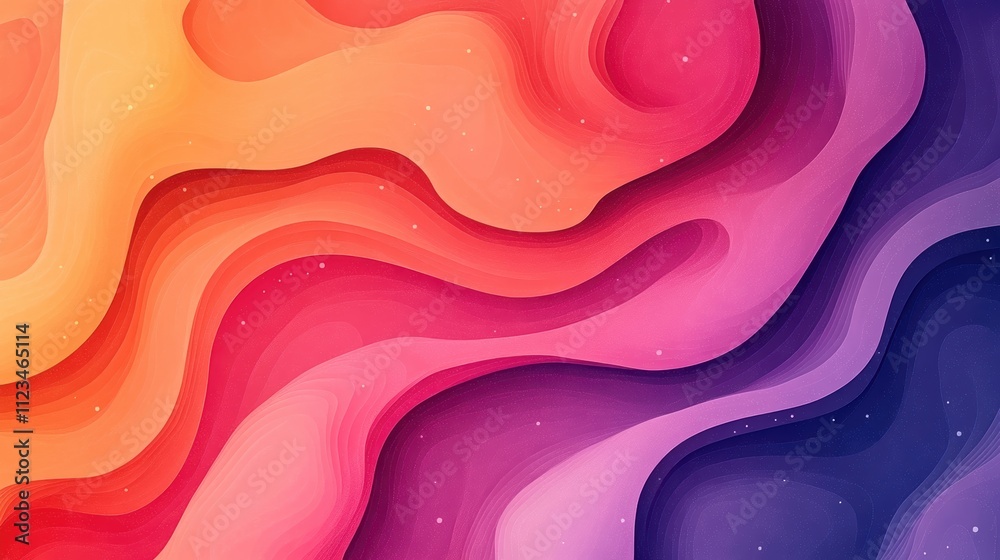 Wall mural colorful abstract waves in smooth gradient layers, vibrant and dynamic visual effect.