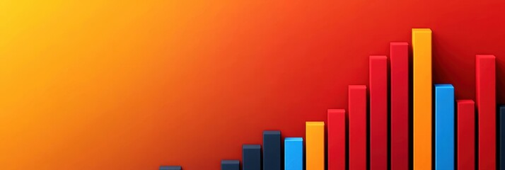 Obraz premium Colorful bar chart on a vibrant background representing data analysis.