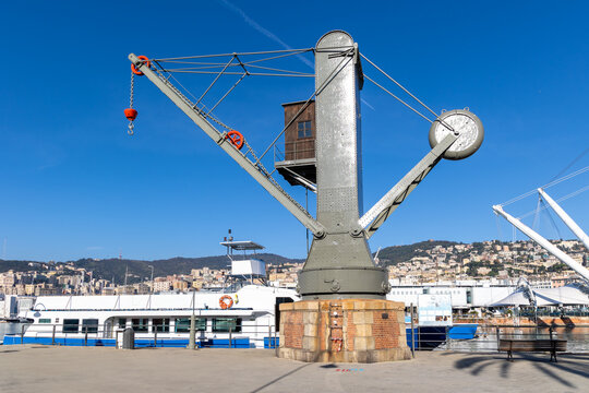 View of the bay of the Porto Antico in Genoa (Italy)
