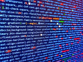 Javascript code. Screen of code for overlay background. Abstract modern virtual computer script. Virus in program code. Software development pattern. Developer work. Software background.