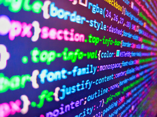Developer display with source code. Background to programmers job offer. Software background....