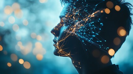 A futuristic AI analyzing the theory of relativity