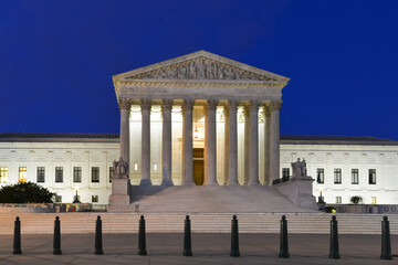 US Supreme Court Building at night - Washington DC United States