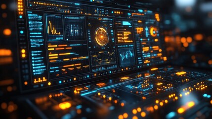Fototapeta premium Futuristic digital interface displaying data analytics 