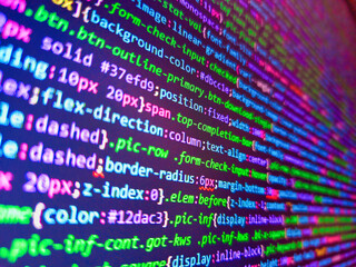 Abstract digital background. Software developer programming code. Can be used as background and banner. Application source code background. 1100101 blau. Php web programming source code.