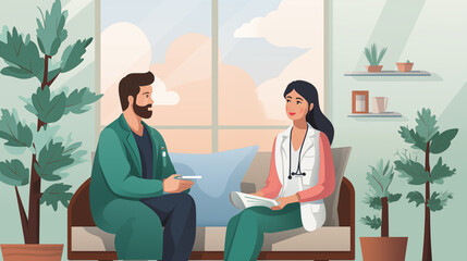 Visiting a doctor. Portrait of a smiling doctor in the uniform and a patient