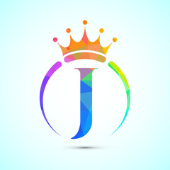 Initial alphabet J with a crown. Royal, King, queen luxury symbol. Font emblem © BakiBullah