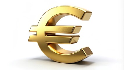 Obraz premium 3D euro sign in gold on white background