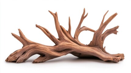 Fototapeta premium Driftwood Trees in Miniature on White Background. Generative AI