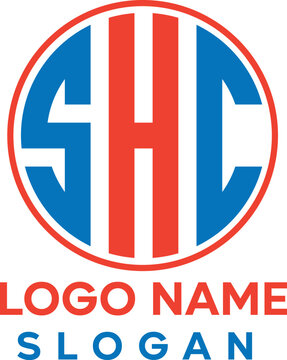 SHC letter logo design with black background in illustrator vector logo modern alphabet font style