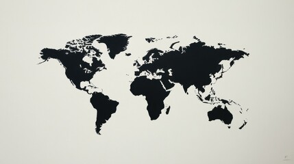 Simple black silhouette world map design