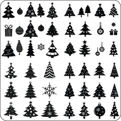 Obraz premium Christmas Tree Icons: Modern and Traditional Holiday Styles,Christmas Tree silhouette, tree silhouette , christmas tree silhouette vector