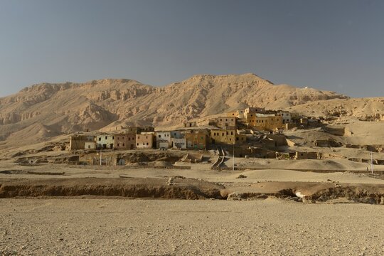 Al Qurna old village, Luxor, Egypt, Africa. Isolated town in the desert and Valley of the Kings.