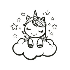 Adorable unicorn illustration, perfect for kids' designs.