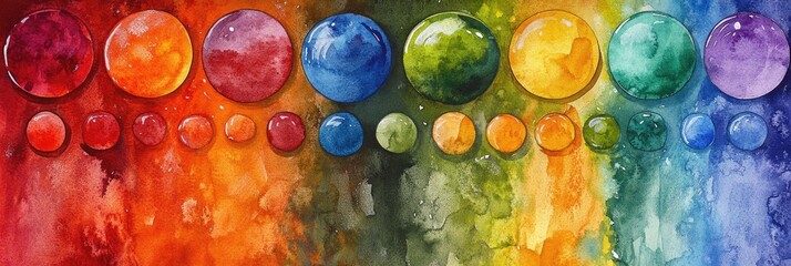 Vibrant Watercolor Circles Collection: A Spectrum of Grainy, Bright Droplets with Spatter Effects