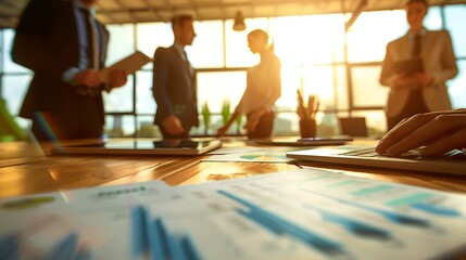 Executives socializing after strategy meeting