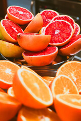 Red and orange orange. Orange with blood-red pulp.