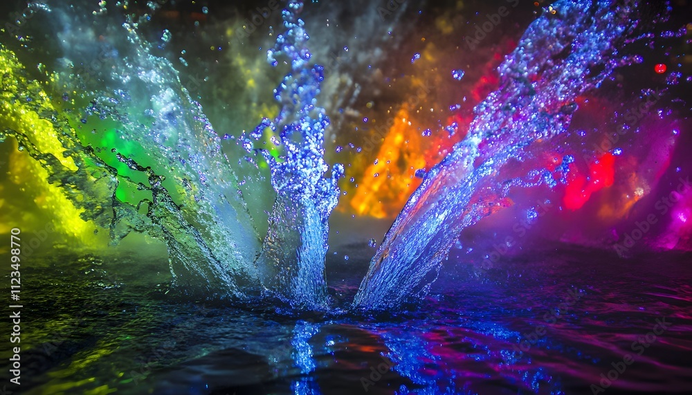Aufkleber colorful water splash with dynamic effects in a vibrant light display capturing the beauty of nature