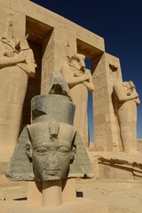 Temple of Ramesseum, Luxor, Egypt, Africa. The colossus statue remains of Ramese II.