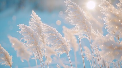 Winter Wonderland: Frosty Pampas Grass in the Sun